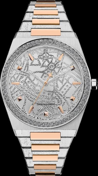 Vivienne Westwood VV244WSSR Two-Tone Bracelet Watch with Crystal-Set Case