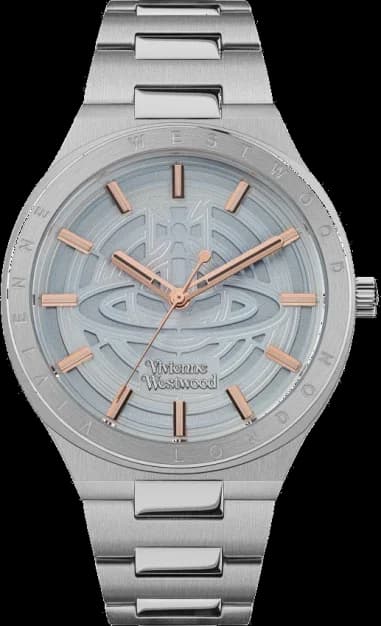 Vivienne Westwood VV257LBLSL montre femme, cadran bleu et index or rose