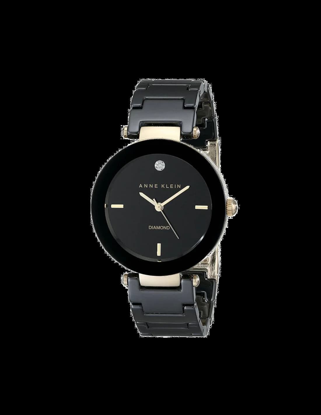 Anne Klein AK/1018BKBK montre femme, bracelet en céramique noire et cadran noir