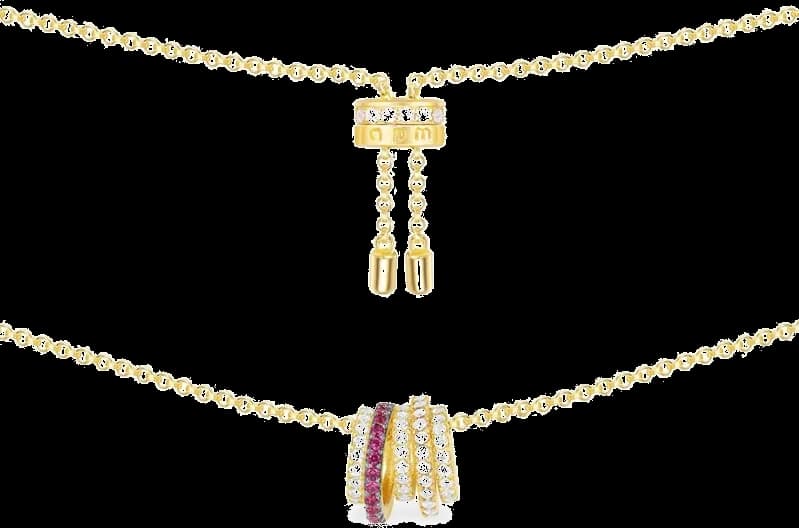 APM Monaco AC4693XKRY montre femme, collier anneaux cristaux or jaune