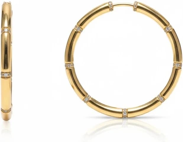 APM Monaco 112243 montre femme, boucles d'oreilles créoles bambou plaquées or jaune