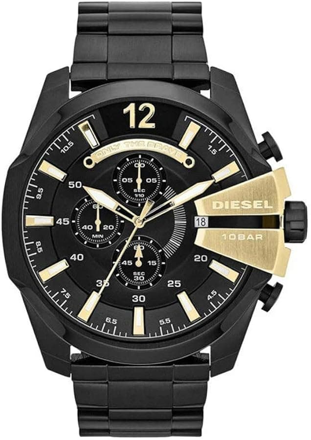 Diesel DZ4338 montre homme, cadran noir, bracelet acier noir PVD