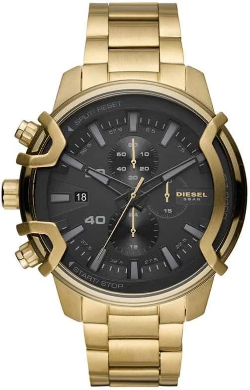 Diesel DZ4522 montre homme, cadran noir, bracelet acier doré