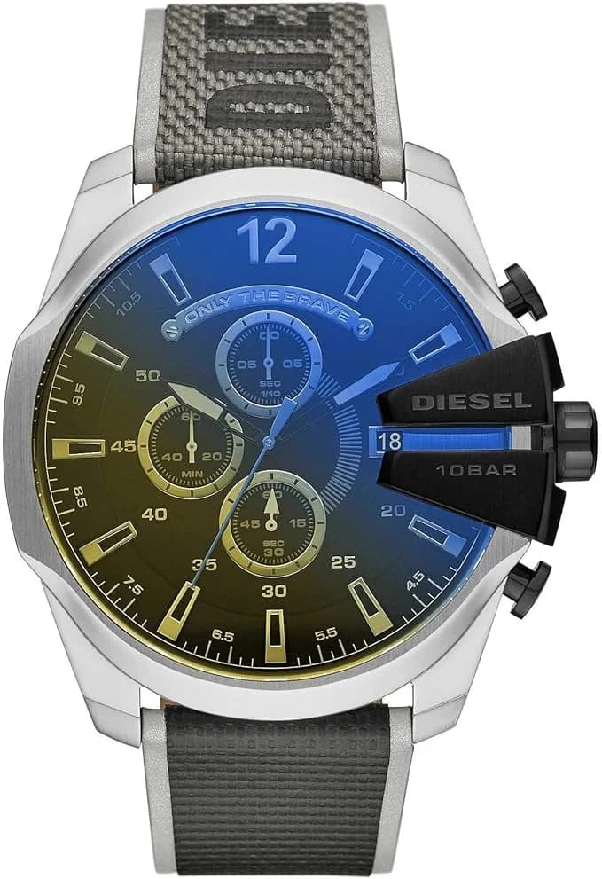 Diesel DZ4523 montre homme, cadran noir, bracelet cuir et nylon noir