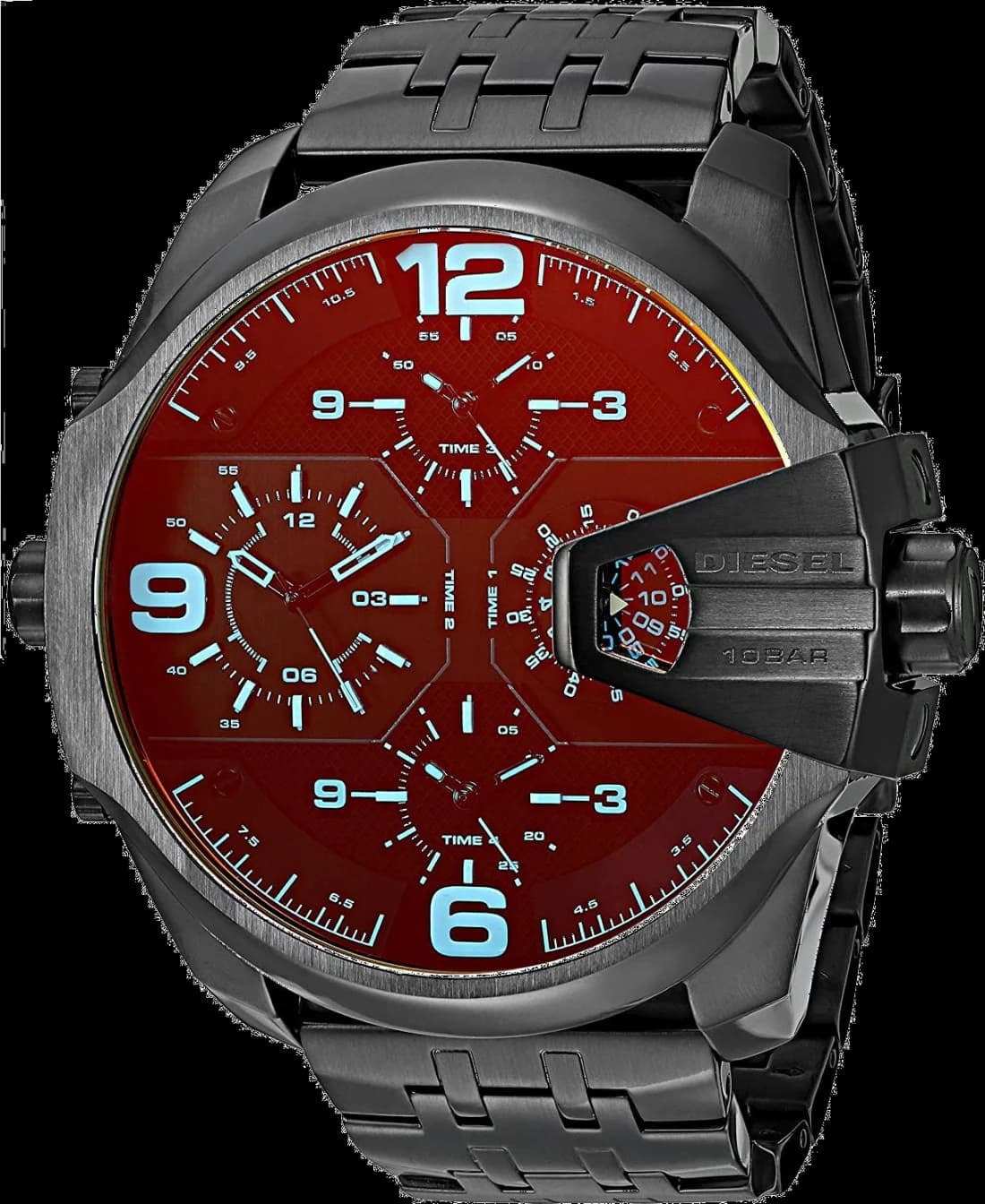 Diesel DZ7373 montre homme, cadran noir, bracelet acier noir