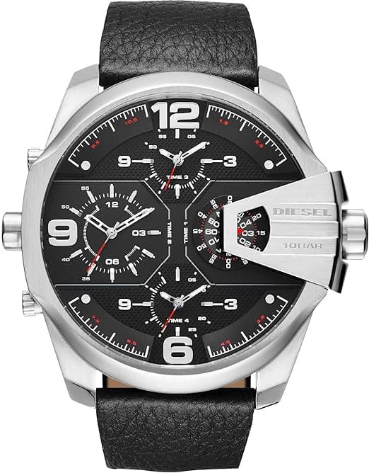 Diesel DZ7376 montre homme, cadran noir, bracelet cuir mat