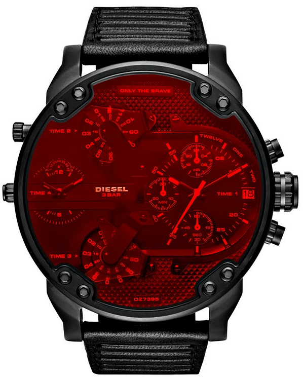 Diesel DZ7402 montre homme, au cadran noir et bracelet cuir noir