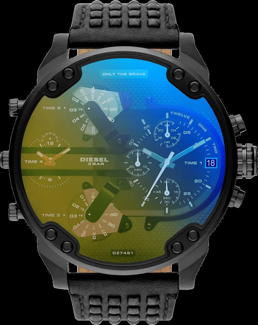 Diesel DZ7451 montre homme, au cadran noir avec bracelet cuir noir