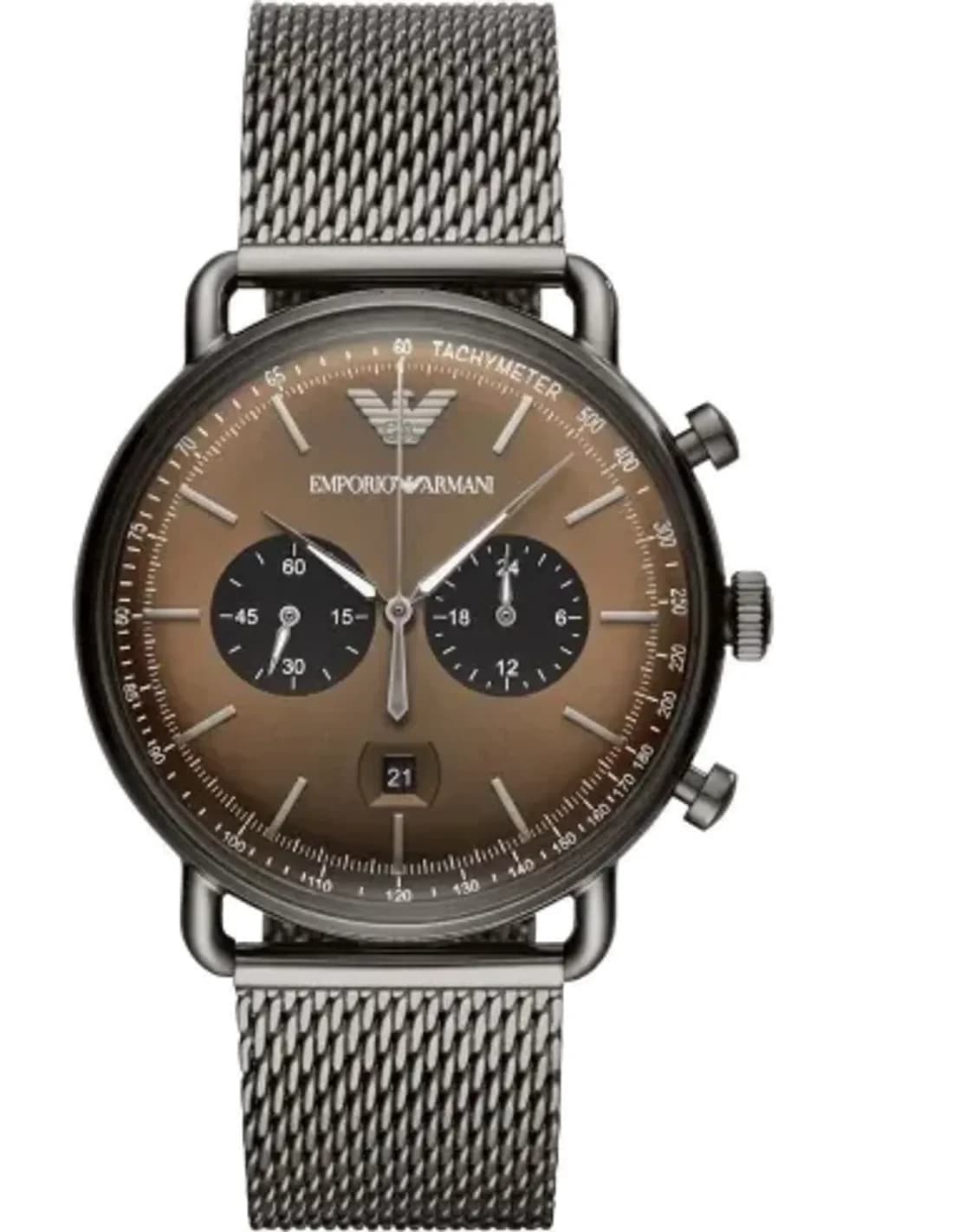Montre Emporio Armani AR11141 Chronographe en Acier Gris et maille milanaise