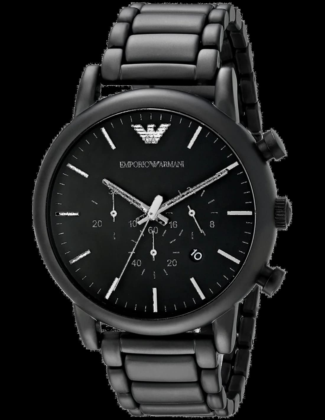 Emporio Armani AR1895 montre homme, cadran noir et bracelet acier chronomètre
