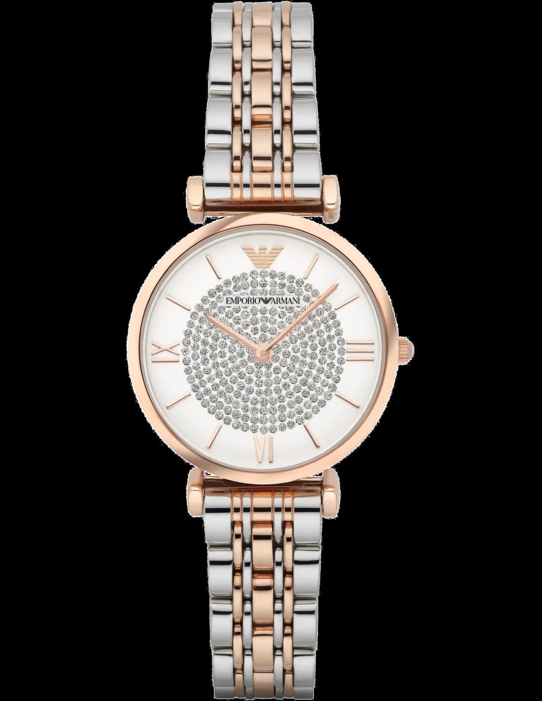 Emporio Armani AR1926 montre femme, cadran blanc sur bracelet acier bicolore
