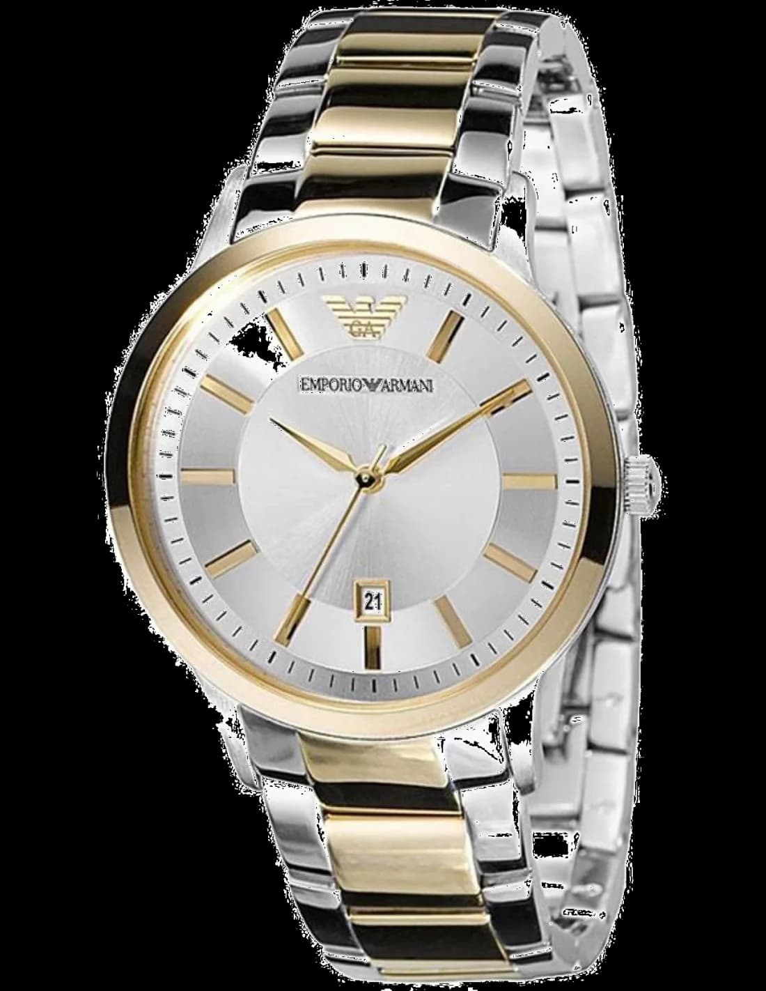 Emporio Armani AR2449 montre homme, classique avec cadran argent et acier bi-ton