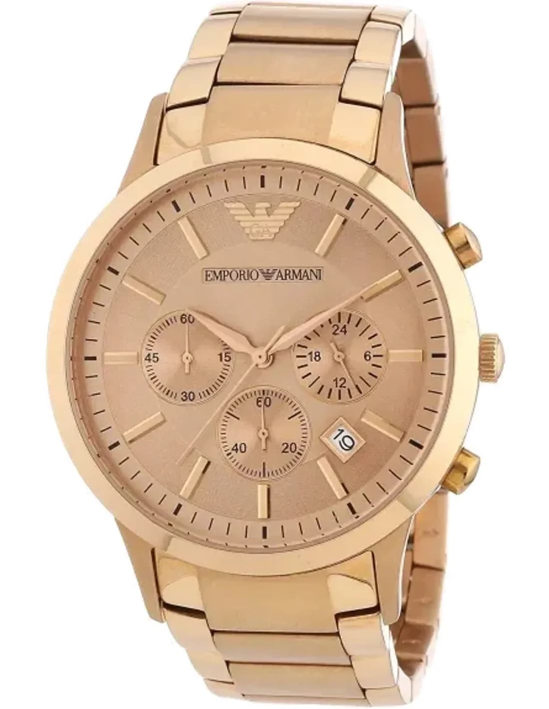 Emporio Armani AR2452 chronograph watch in rose gold steel