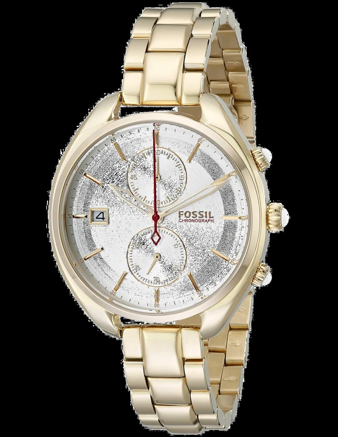 Fossil CH2976 montre femme, cadran blanc doré sur bracelet acier
