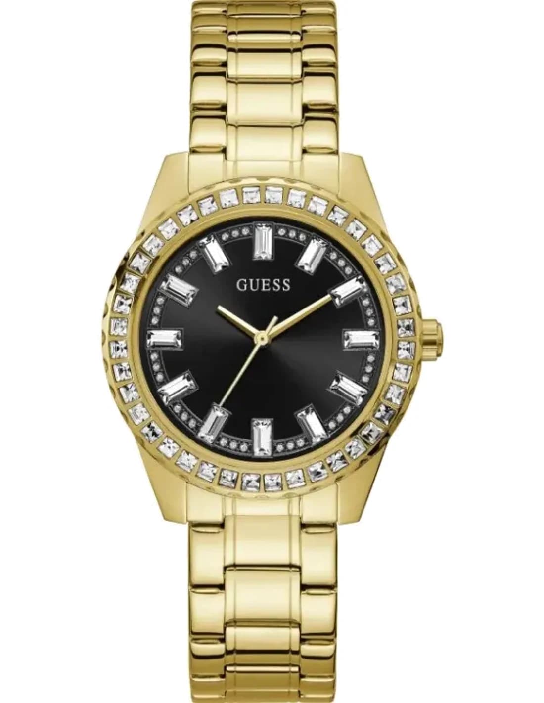 Montre Femme Guess Sparkler GW0111L2 Acier Doré Cadran Noir Cristaux