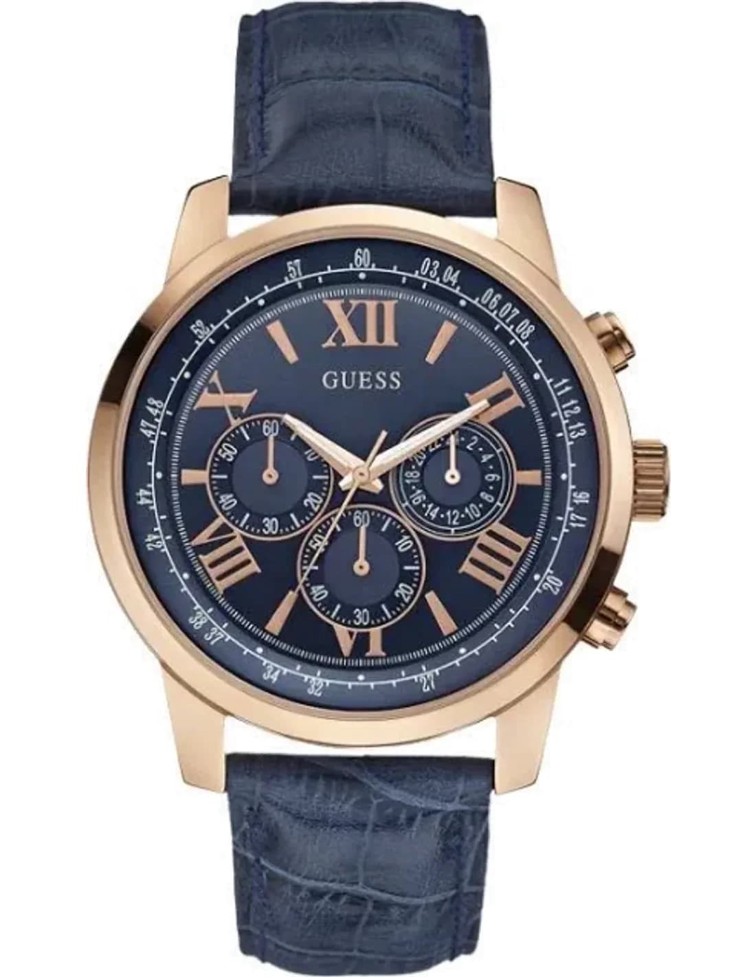 Guess Horizon W0380G5 Blue Leather and Rose Gold Steel Watch