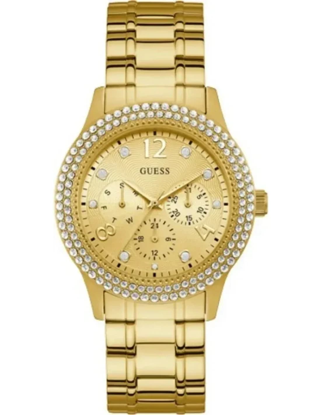 Guess W1097L2 Women's Watch with Gold Finish and Sparkling Strap