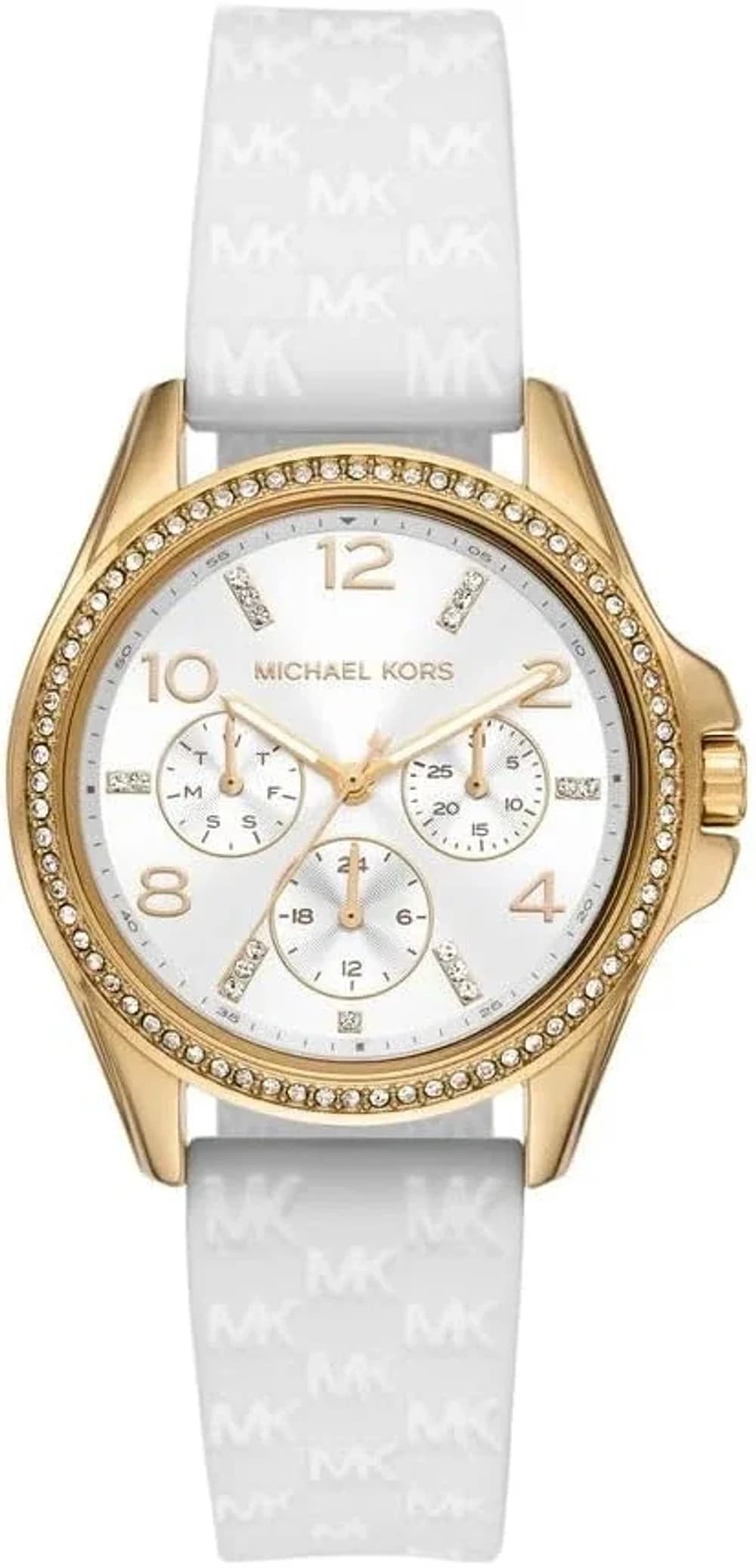 Michael Kors Mini Pilot MK7372 Watch white dial and silicone strap