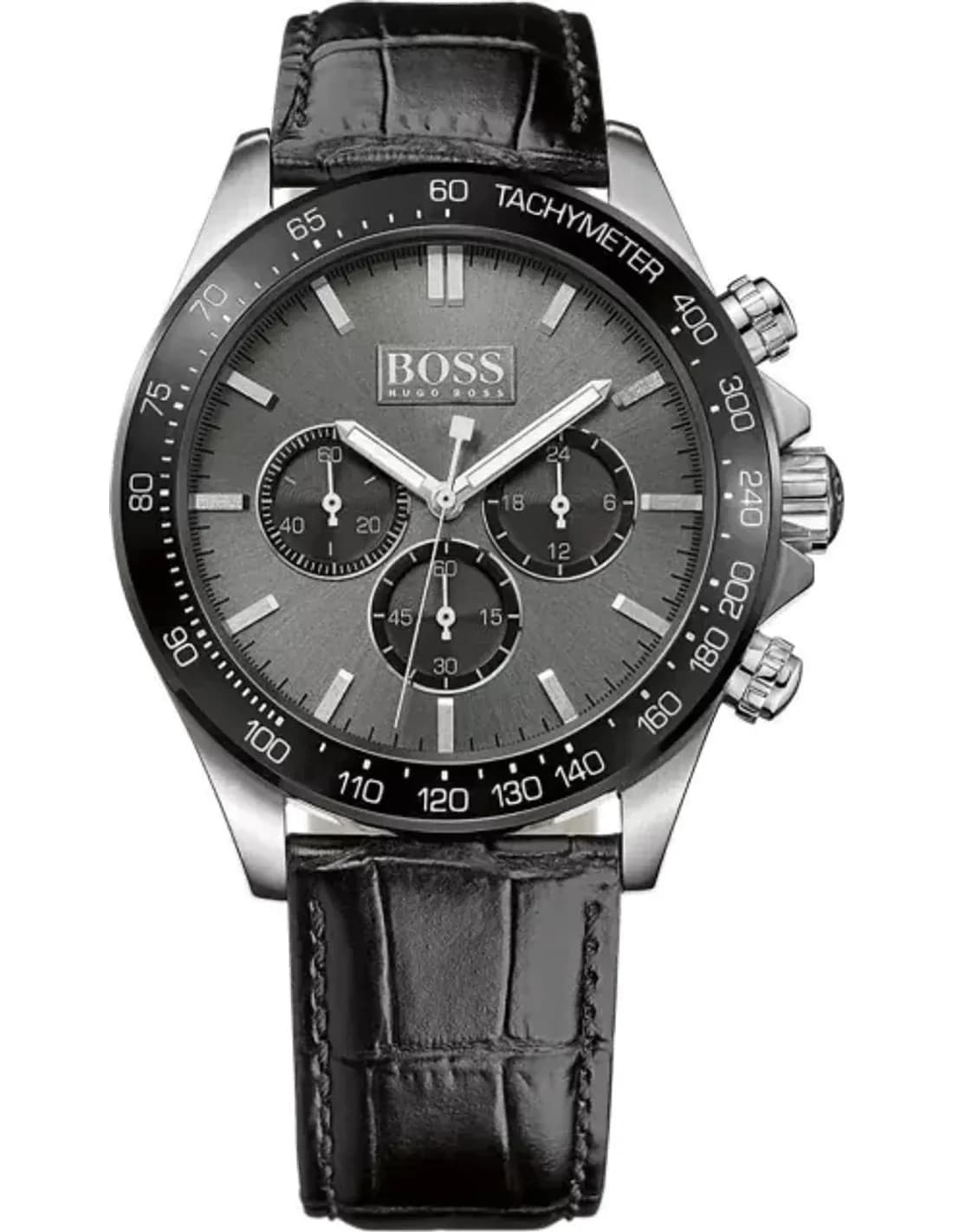 Montre Hugo Boss 1513177 Chronographe en cuir noir façon crocodile