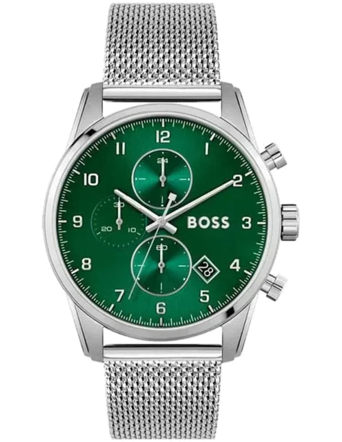 Hugo Boss 1513938 montre homme, avec cadran vert et bracelet maille milanaise