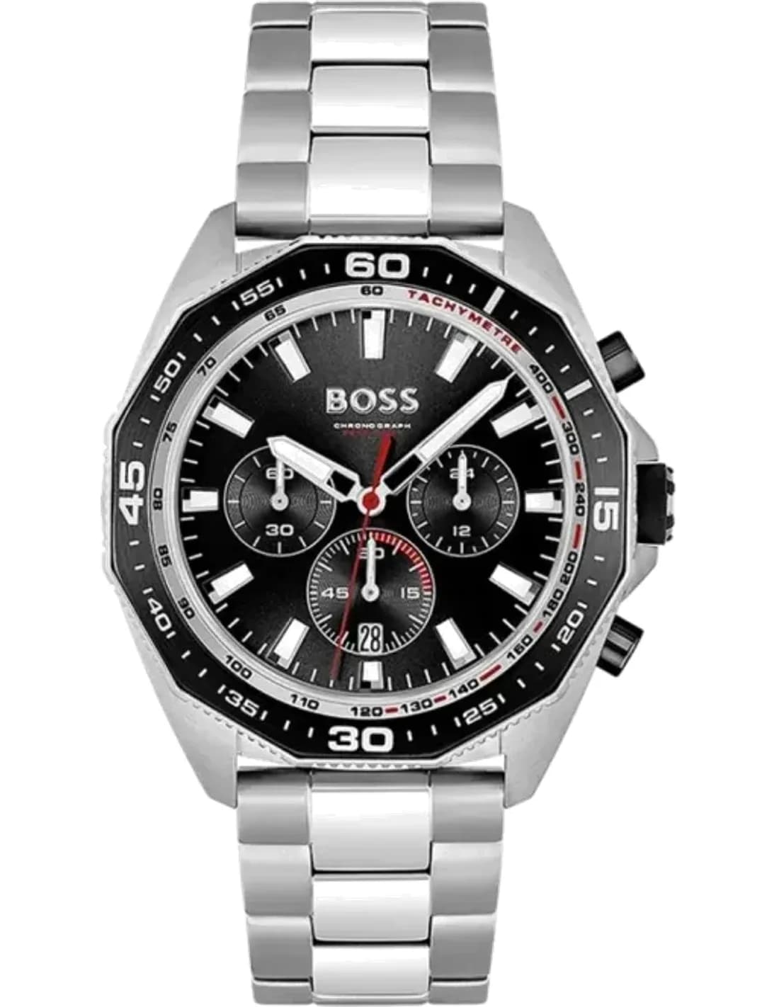 Hugo Boss 1513971 montre homme, cadran noir octogonal avec bracelet acier