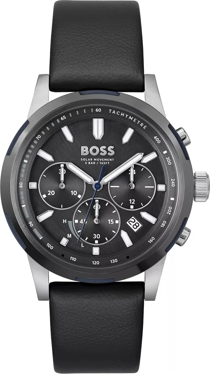 Montre Hugo Boss 1514031 homme cadran noir bracelet cuir