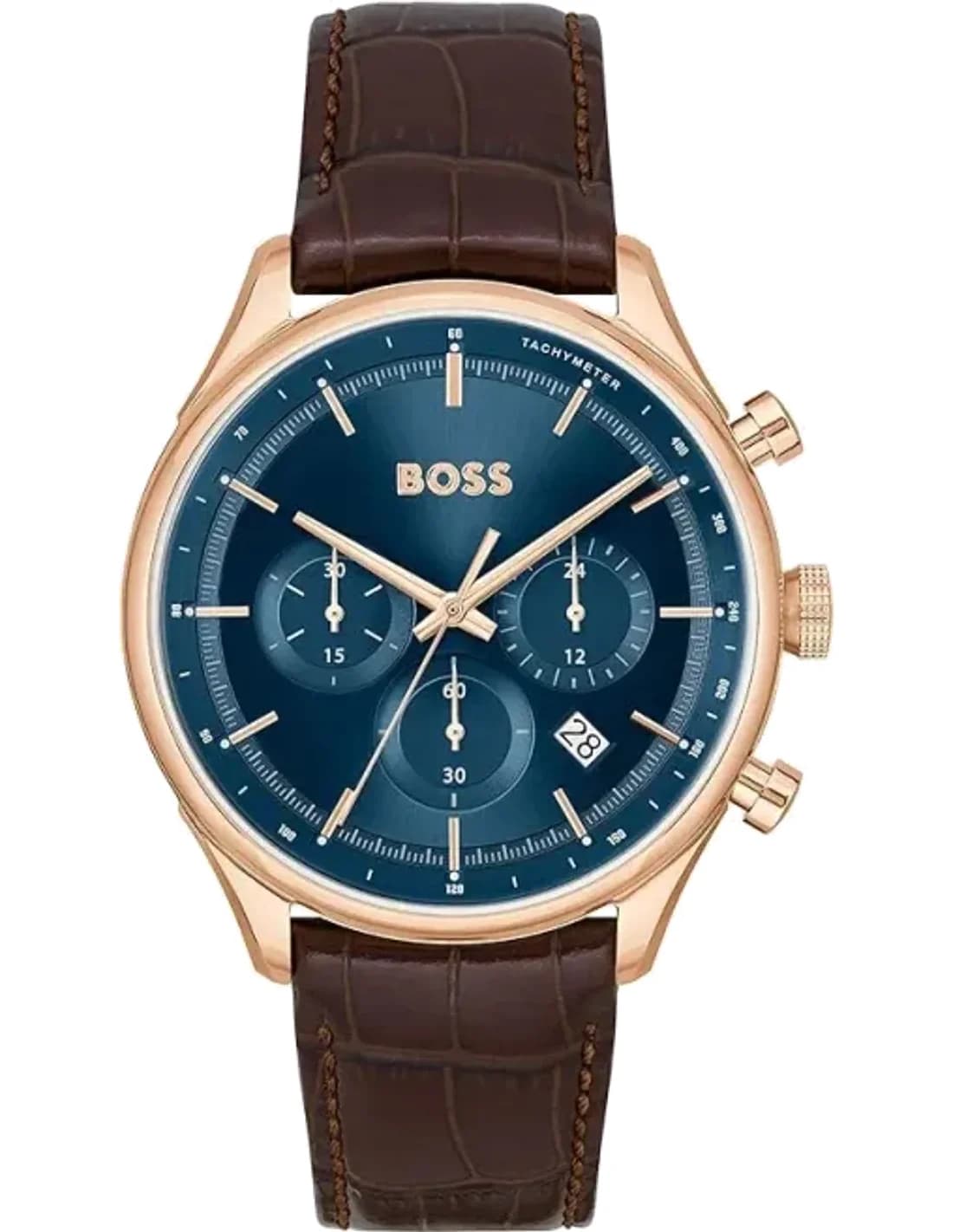Hugo Boss 1514050 montre homme, au cadran bleu et bracelet cuir marron