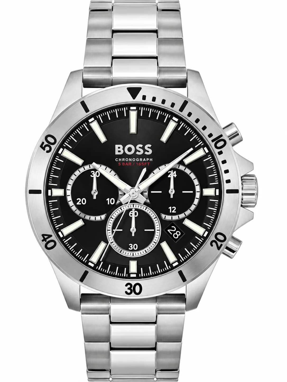 Hugo Boss Troper 1514057 Men's Watch, Silver-Tone Stainless Steel Bracelet, Black Multifunction Dial