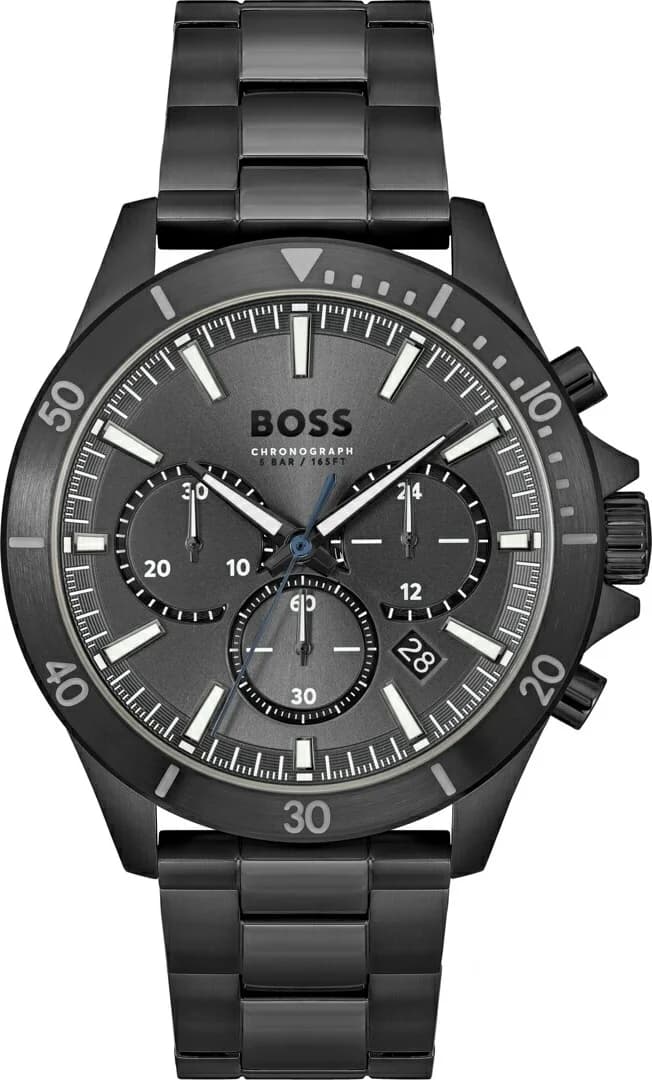Hugo Boss 1514058 montre homme, cadran noir multifonctions, bracelet acier