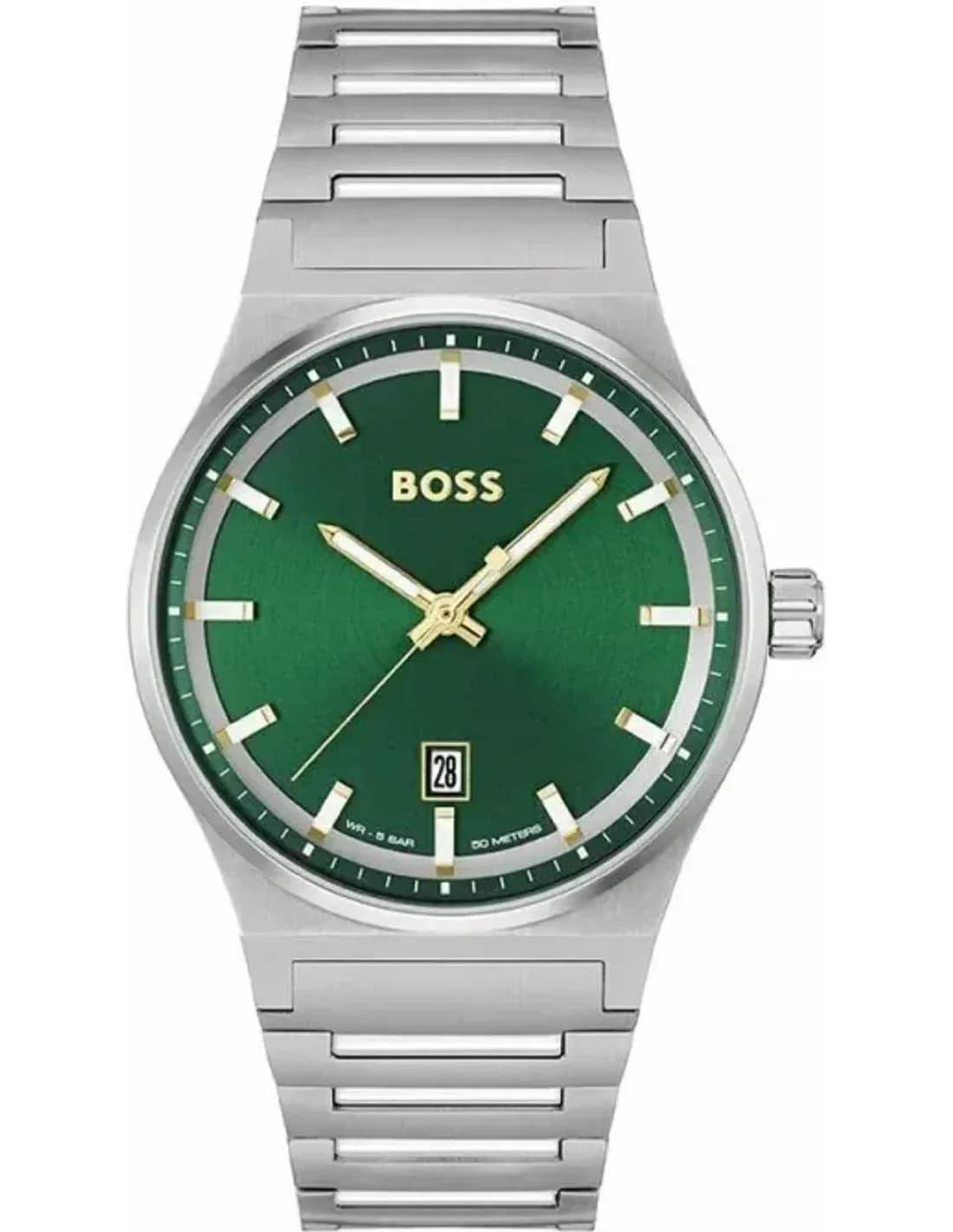 Hugo Boss 1514079 montre homme, acier brossé, cadran vert soleillé