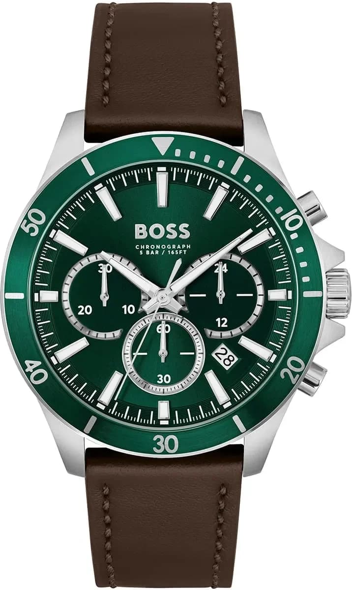 Montre Hugo Boss 1514098 homme cadran vert bracelet cuir