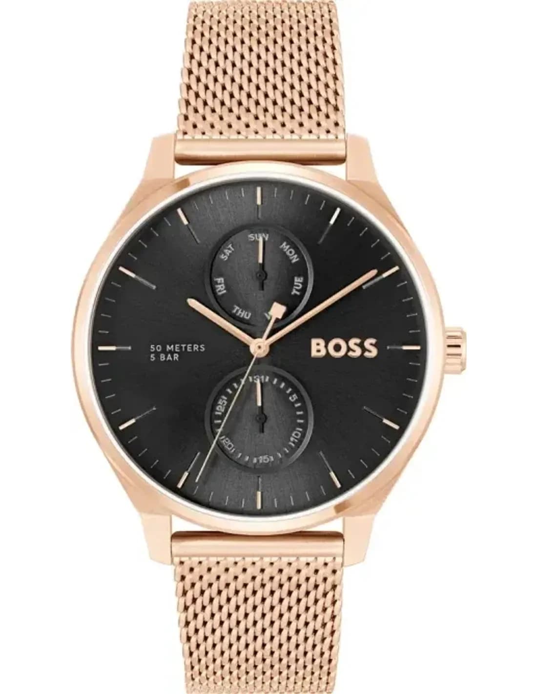 Hugo Boss 1514104 montre homme, acier et or rose, cadran noir
