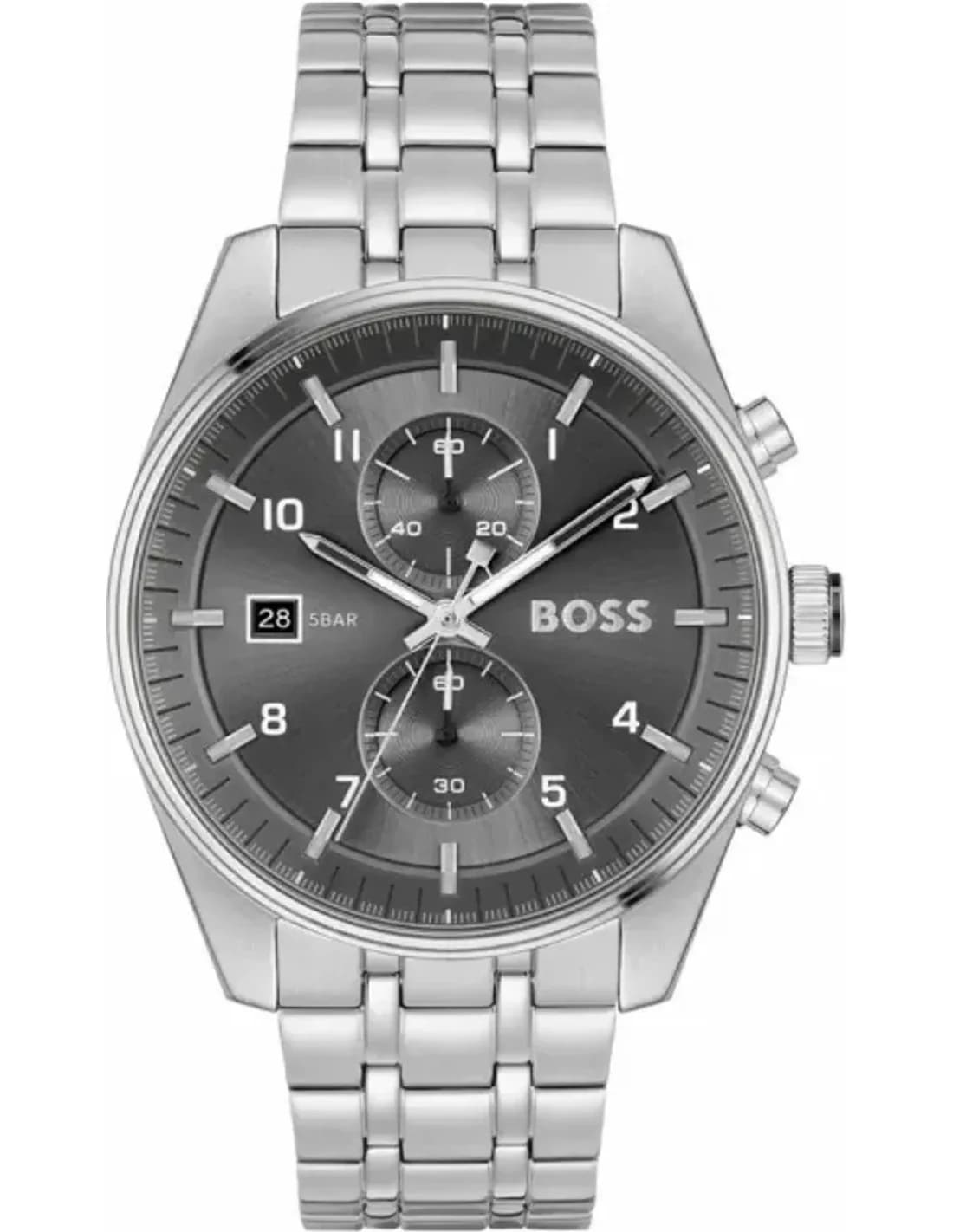Hugo Boss 1514151 montre homme, Noir cadran, bracelet acier argenté, Skytraveller