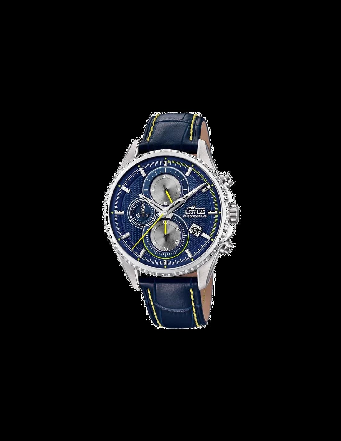 Lotus L18527/3 montre homme, minimaliste au cadran bleu et bracelet cuir noir