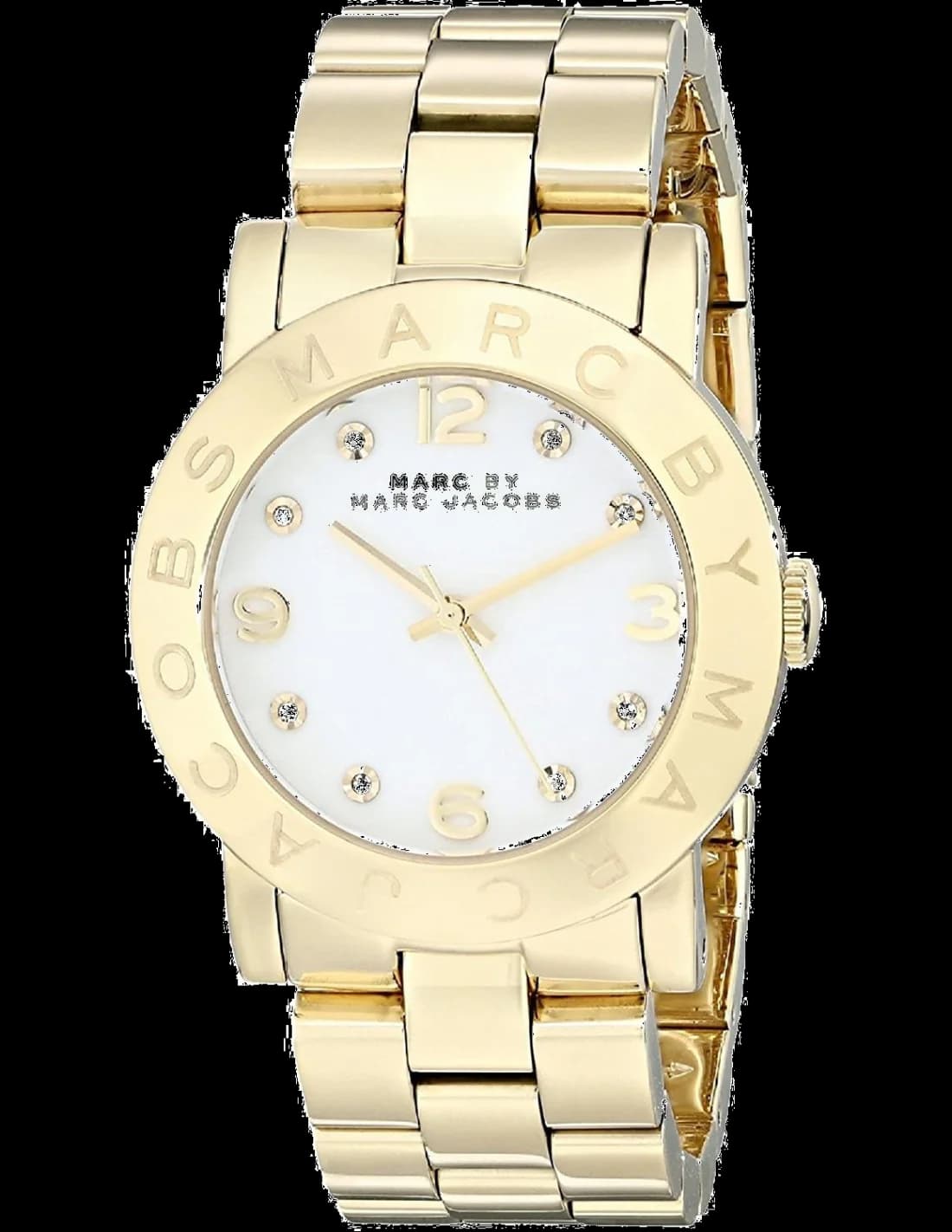 Marc Jacobs MBM3056 montre femme, ronde dorée cadran blanc sur acier