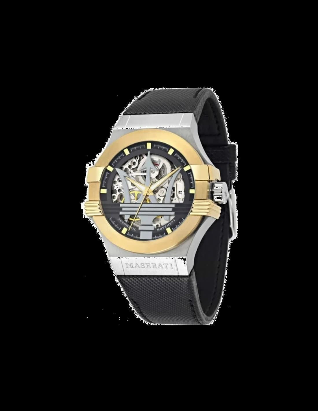 Maserati R8821108011 montre homme, squelette argentée sur cuir noir