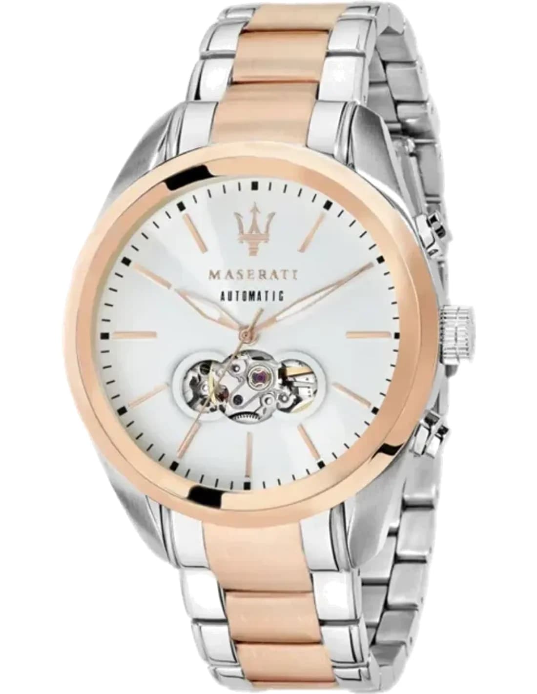 Maserati Traguardo automatic watch R8823112001 visible movement