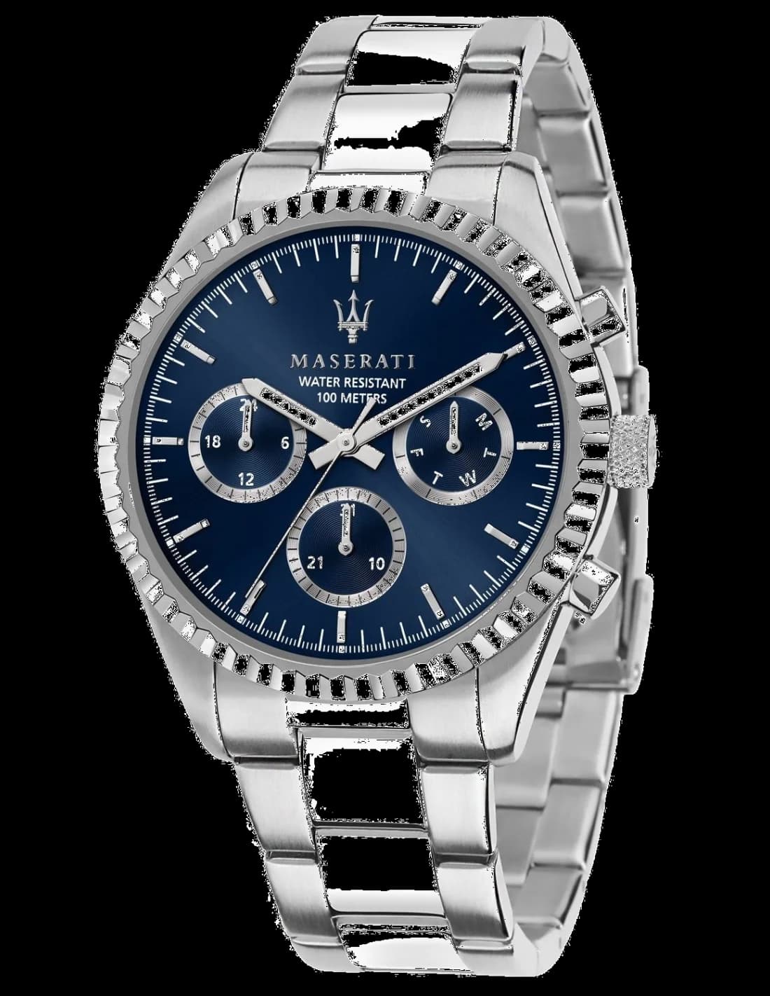 Maserati R8853100022 montre homme, acier gris, cadran bleu, élégance sportive