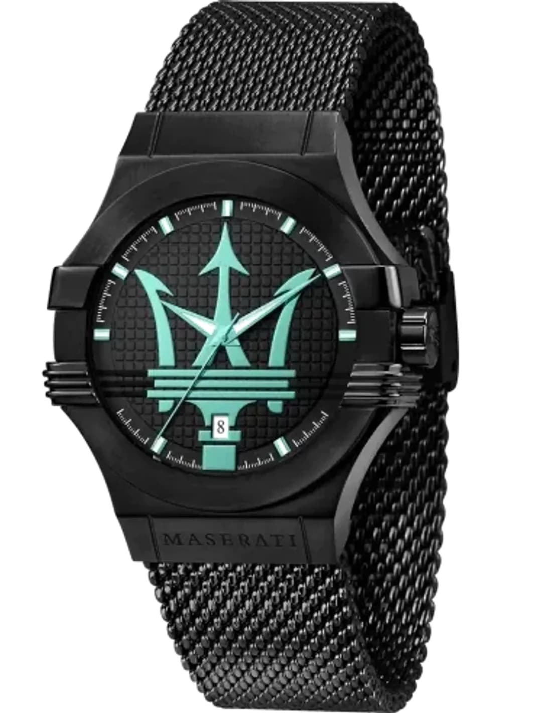 Maserati Potenza Aqua Edition R8853144002 Black steel in Milanese maille milanaise watch