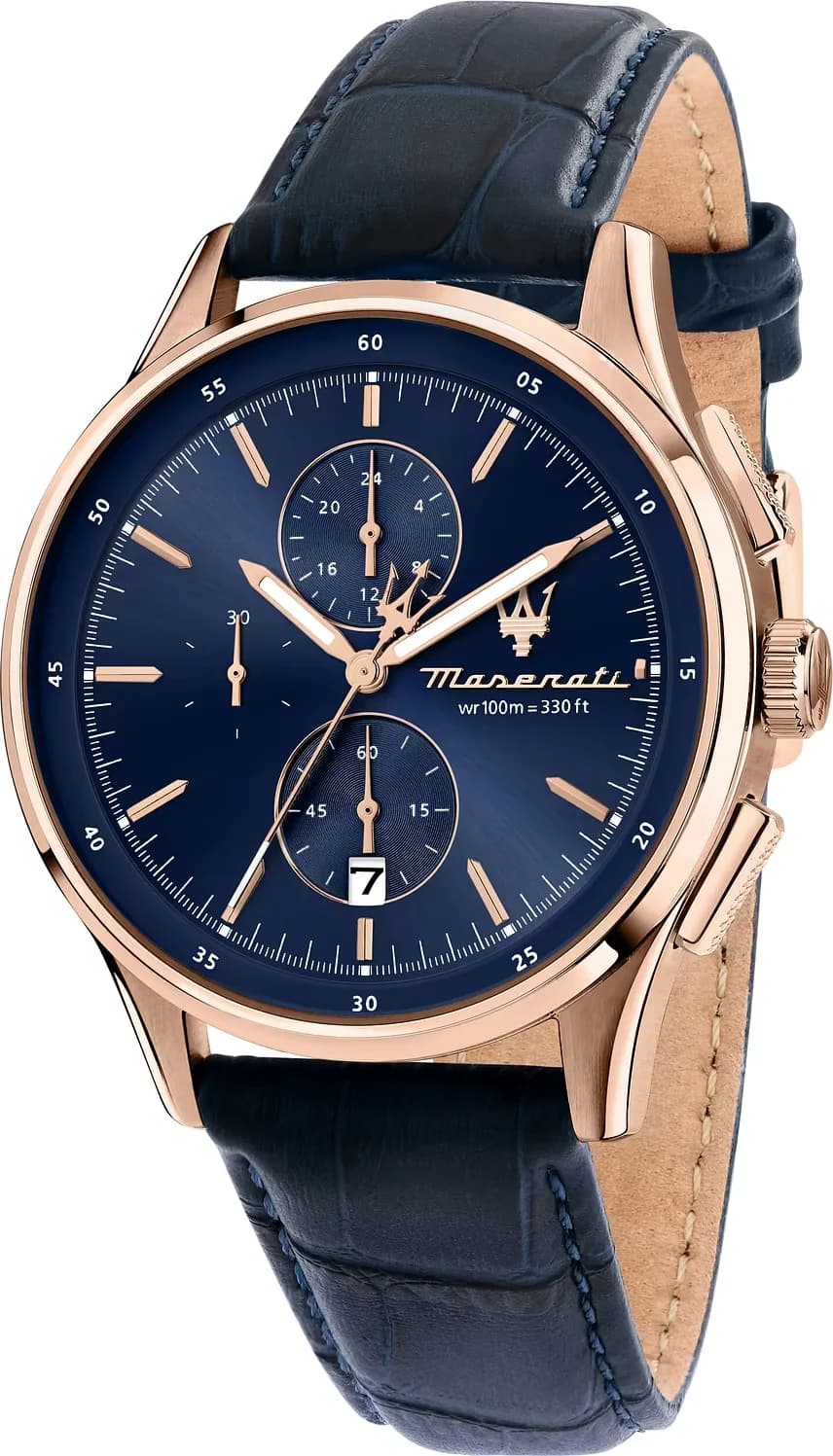 Montre Maserati R8871624009 homme cadran bleu bracelet cuir
