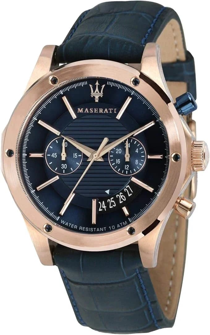 Montre Homme Maserati Circuito R8871627002 Cadran chronographe bleu Bracelet en cuir