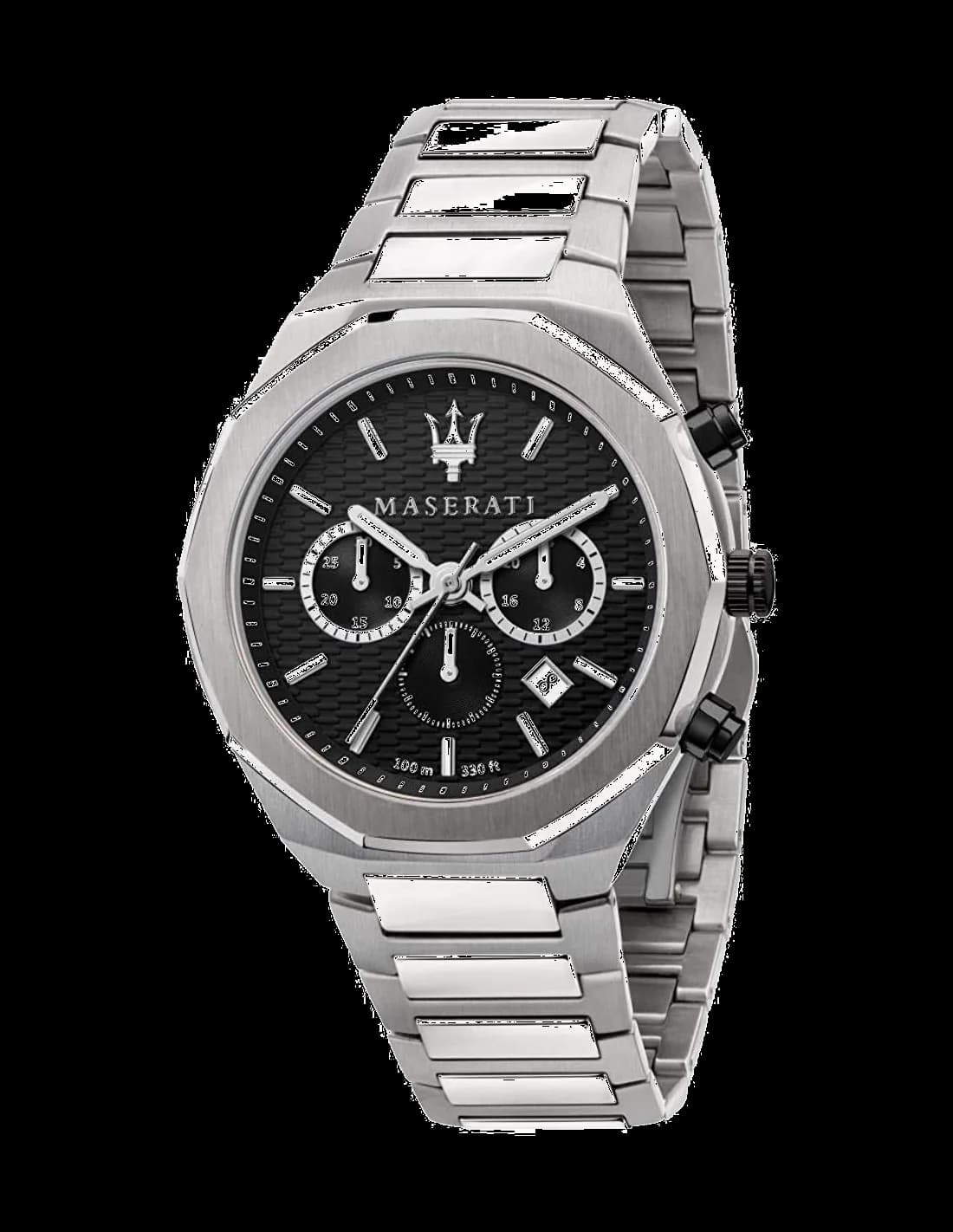 Maserati R8873642004 montre homme, forme octogonale cadran noir acier