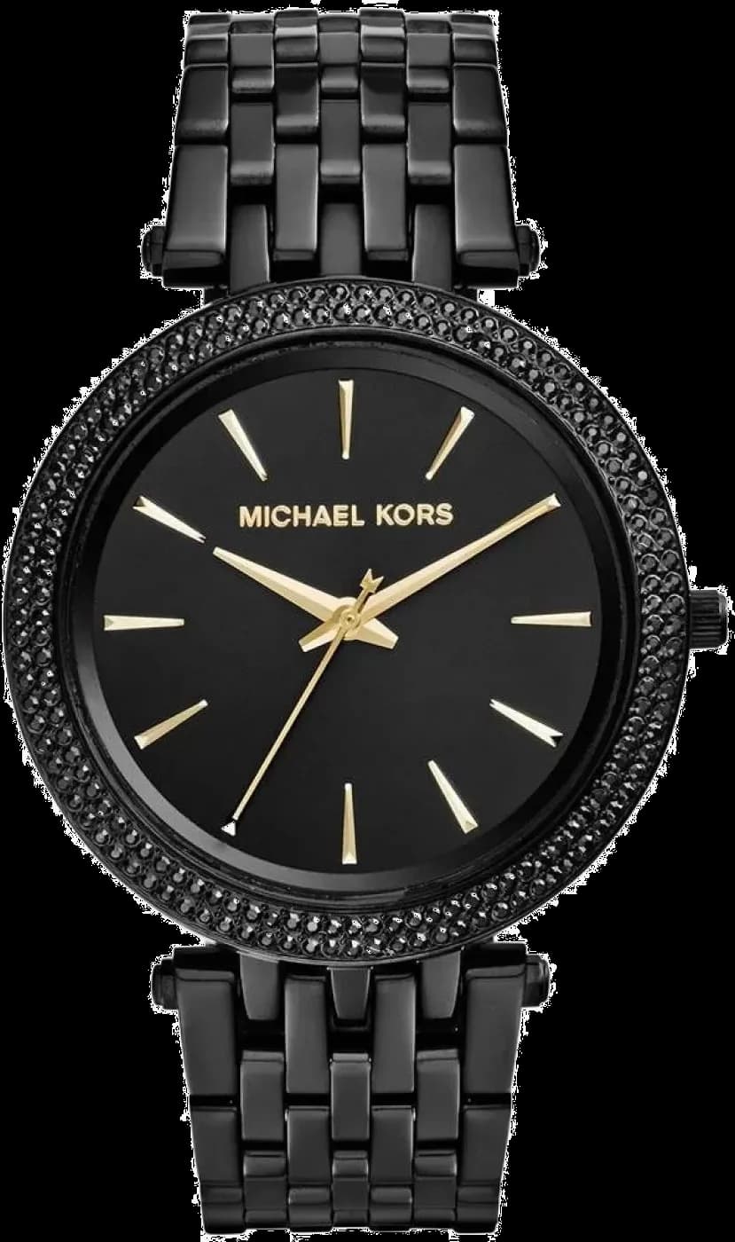 Michael Kors MK3337 montre femme, cadran noir, boîtier acier noir avec détails brillants