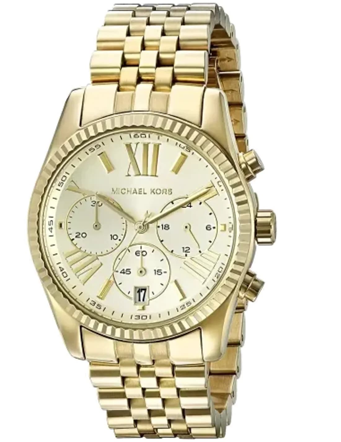 Michael Kors MK5556 Chronograph in Gold-Tone Stainless Steel with Fluted Bezel