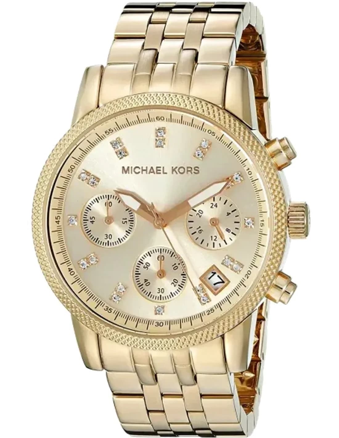Montre Michael Kors MK5676 Ritz en Acier Doré avec Chronographe et Index Strass