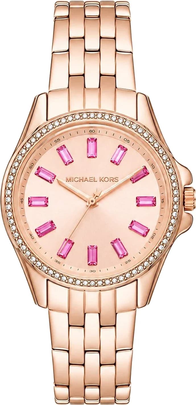 Montre femme Michael Kors Pilot MK7367 Cadran pavé couleur or rose et bracelet en acier inoxydable couleur or rose