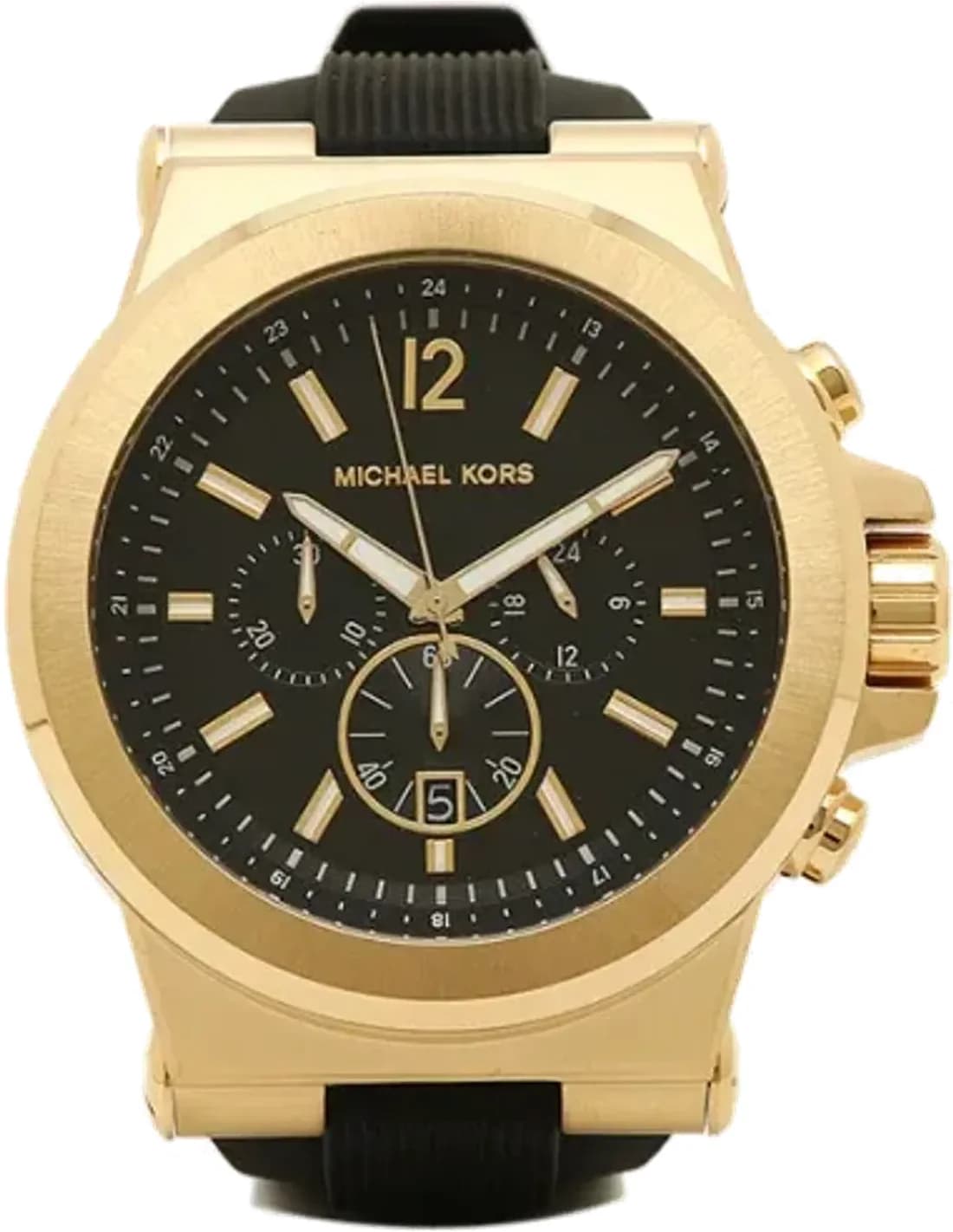 Michael Kors MK8445 montre homme, cadran noir à 3 sous-cadrans, bracelet silicone noir