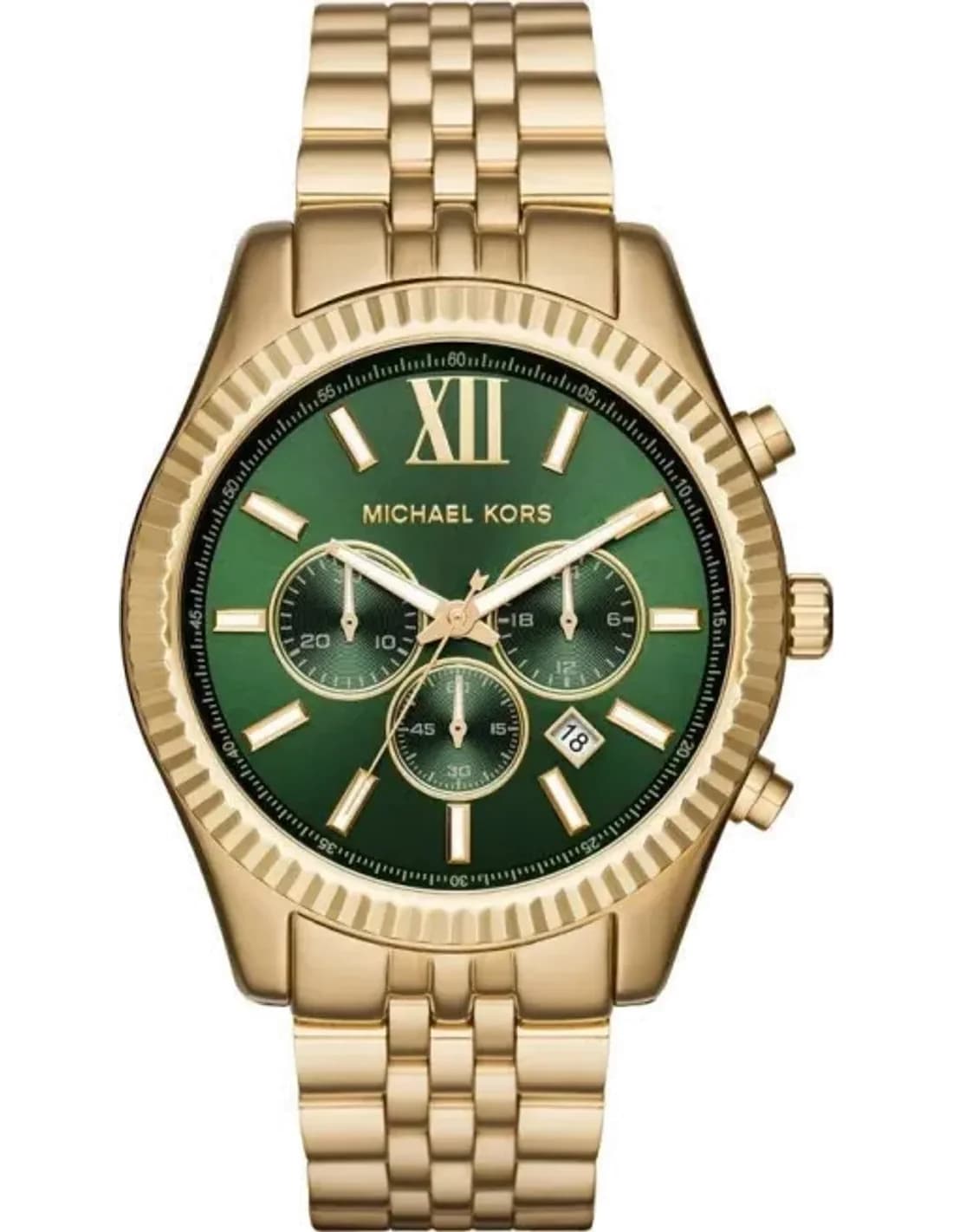 Michael Kors MK8446 montre homme, cadran vert, bracelet acier doré