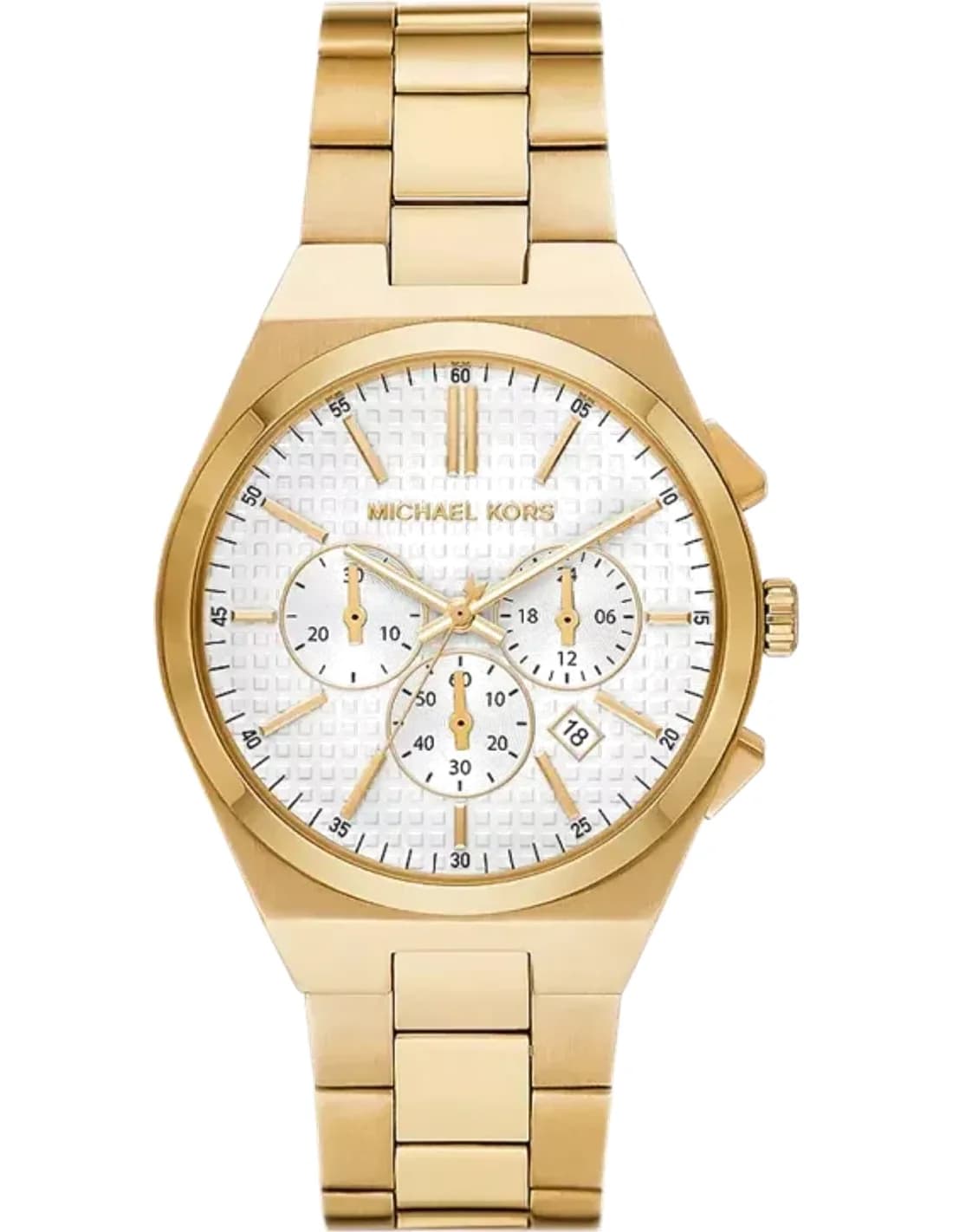 Michael Kors MK9120 montre homme, cadran blanc boîtier acier doré 45 mm
