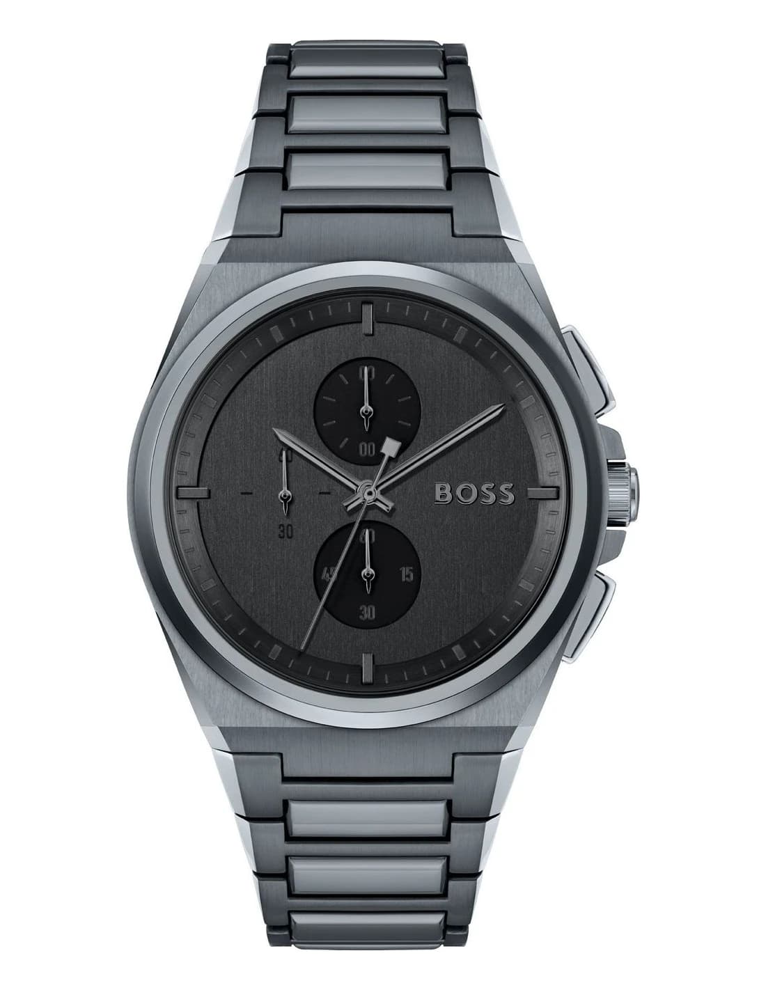 Hugo Boss 1513996 montre homme, cadran noir sur bracelet acier gris argenté